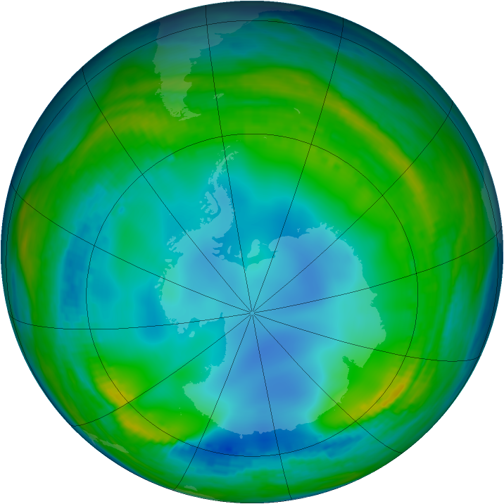 Antarctic ozone map for 07 July 1985